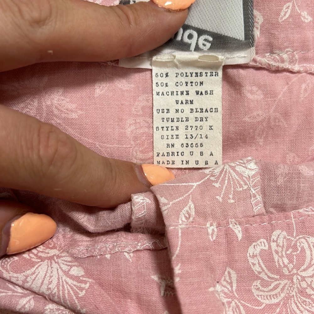 PRELUDE Vintage Pink and White Midi Skirt with Eyelet Hem USA Made Size 13/14 p4 - Picture 5 of 8